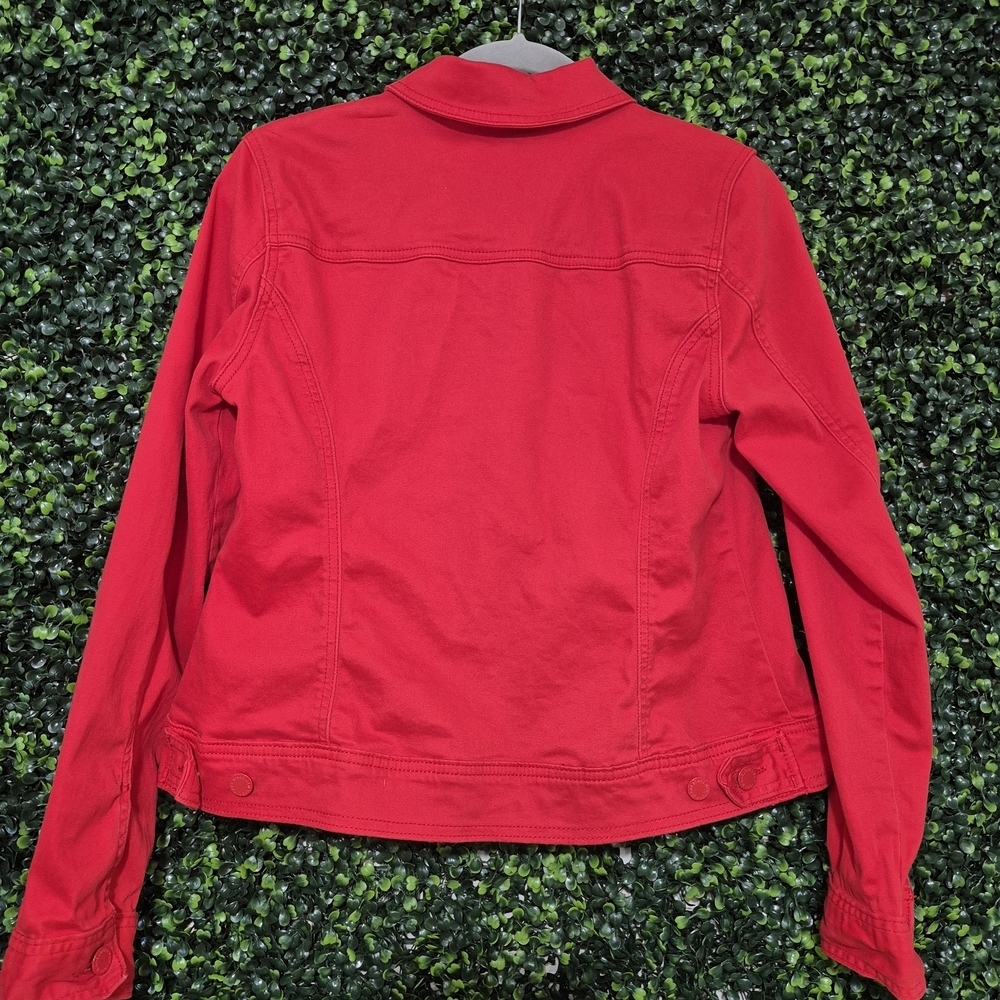 Jones New York Vibrant Red Jean Jacket - Picture 4 of 5